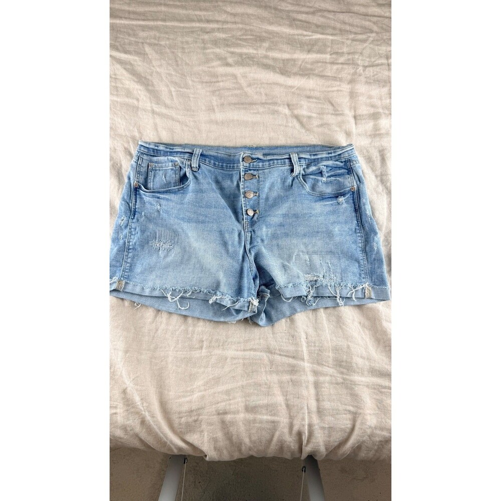 Old Navy Boyfriend Jean Shorts Womens Sz 16 Mid Rise Button Fly Distressed Light